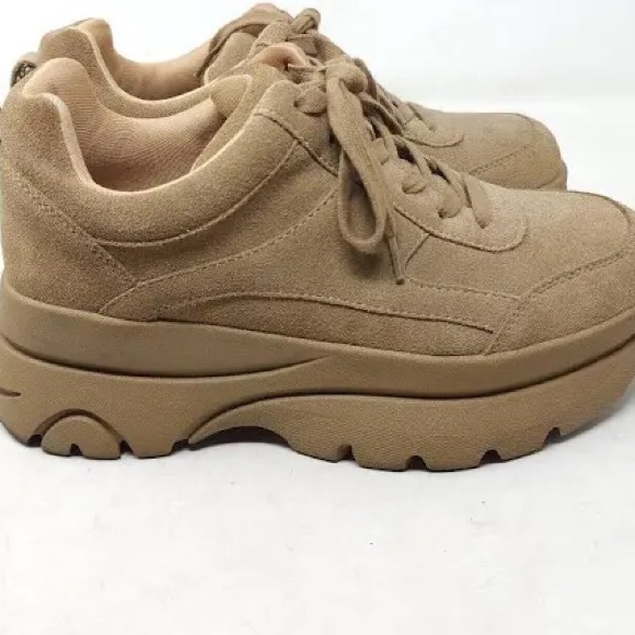 Steve Madden Hansel Tan Suede Leather Platform Sneakers - Picture 5 of 8